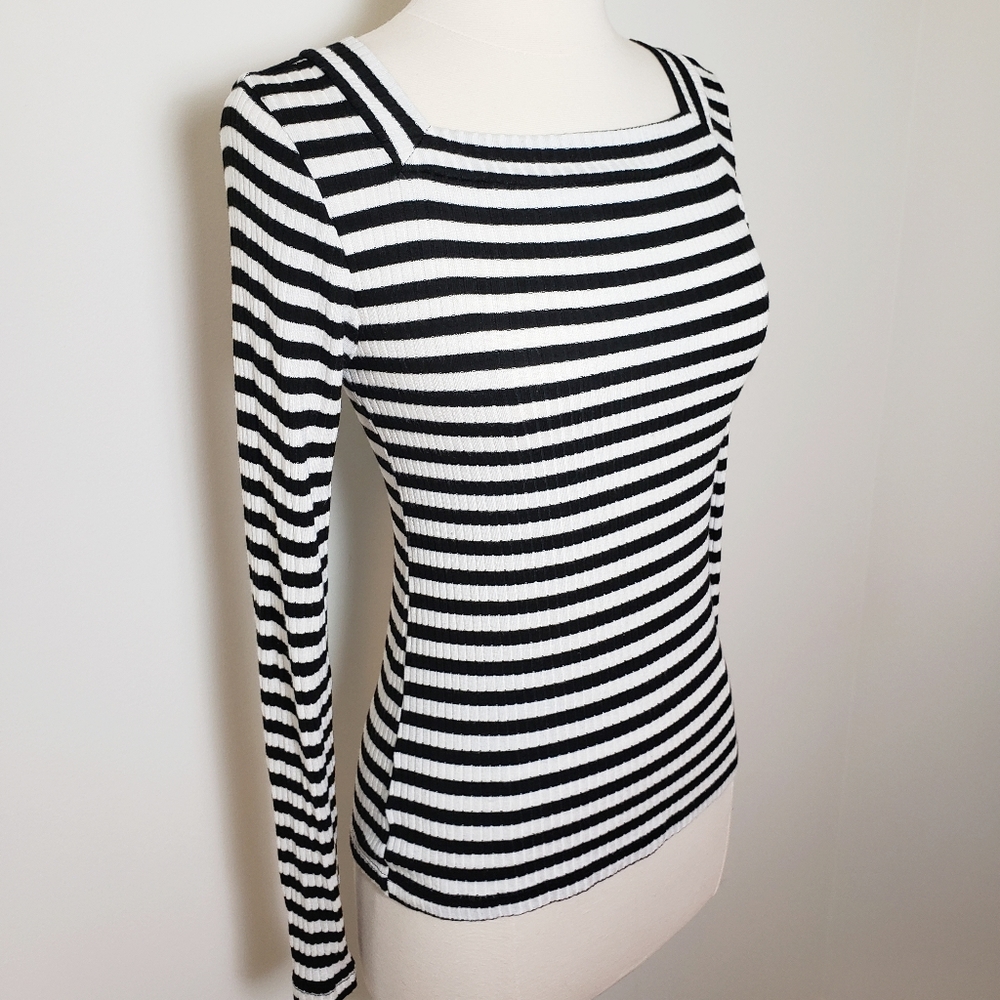 Frame Striped Squareneck Ribbed Top - Picture 3 of 7